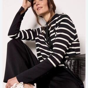 Spanx Air Essentials Long Sleeve Striped Oversized  Mock Turtleneck Stretchy S